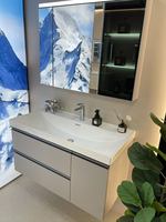 Meuble-lavabo de salle de bain moderne avec caractéristiques résistantes à l'humidité et anti-déformation, support technique en ligne