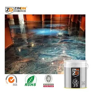 Lifetime Guarantee Crystal Clear Metallic 3D Epoxy Resin Floor 3D Flooring Paint Coating Metallic Epoxy Floor Coating