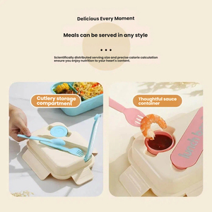 Lonchera Bento <span class=keywords><strong>de</strong></span> Doble Nivel y Gran Capacidad (1L) para Niños, a Prueba <span class=keywords><strong>de</strong></span> Fugas, Apta para Microondas, con Contenedores para la Escuela - Product Image 3