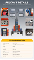 Tours d'éclairage mobiles portables pliables télescopiques diesel de 7 m avec 4 lampes LED de 400 W pour éclairage de travail nocturne en extérieur
