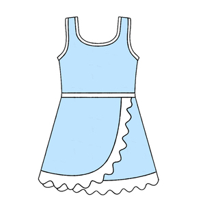 Vestido morado liso con diseño de escamas de pez para niña pequeña, estilo boutique, sin mangas, con ribete festoneado, para bebé o niña, modelo GSD4125. - Product Image 2