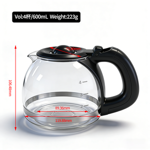 <span class=keywords><strong>Carafe</strong></span> à café en verre borosilicate pour cafetière à filtre 4 tasses, compatible Oster, écologique, style américain - Product Image 2