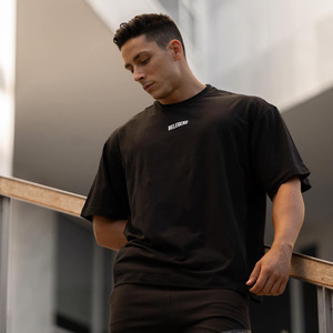 Logotipo personalizado a granel liso gimnasio deportes camisetas impresión personalizada suelta fuera del hombro hombres camiseta verano algodón cuello redondo hombres Top Tee 2022 - Product Image 1