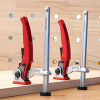 Penjepit F Duty Drop dengan Ratchet Quick Release untuk Pertukangan Kayu, Alat Tangan DIY, Penjepit F Tempa untuk Meja Kerja