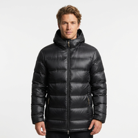 Veste matelassée à capuche noire pour homme Freandy Sports Premium, chauffante, écologique, imperméable, respirante, coupe-vent, rembourrée pour l'hiver