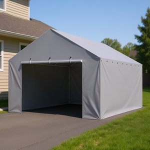 Abri de garage robuste 12 x 20 pieds avec protection UV, bâche latérale grise, installation facile pour abri de voiture, modèle D0100H530CX - Product Image 2