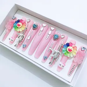 Caja de lujo personalizada, embalaje de diamantes, rosa, prensa en uñas, acrílico, prensa en uñas, venta al por mayor con etiqueta privada