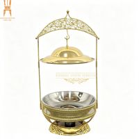 Chauffe-Plat Décoratif Doré de Luxe avec Couvercle Suspendu pour Restaurants, Hôtels, Buffets, Banquets et Traiteurs
