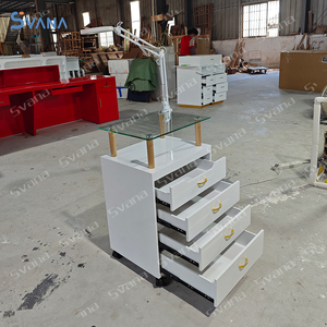 Multifunctional Beauty Salon <b>Trolley</b> Cabinet Cart With Led Light - Product Image 5