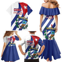Tenues assorties Cuba pour la famille Robe en queue de poisson épaules dénudées Vestidos cubains femmes élégantes