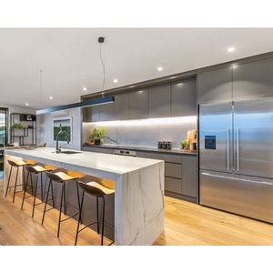 Gabinetes de Cocina Modulares Modernos Sofeyia con Acabado Lacado de Alto Brillo, Grifo, Cajón Deslizable y Bisagras, Ecológicos e Ignífugos - Product Image 1