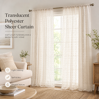 Rideau 100% Polyester Tulle Translucide Moderne Toutes Saisons avec Passe-Tringle et Plis Crayon, Filtrant la Lumière pour la Décoration Intérieure