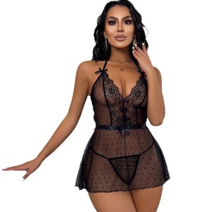 Nouvelle lingerie sexy en dentelle transparente de style européen et américain, ensemble robe nuisette et string 3348 - Product Image 5