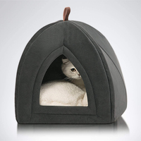 2024 nouveau design luxe sommeil profond igloo chat lit pliable lit pour animaux de compagnie pliable noir canapé chien chats grotte lit pour animal de compagnie voyage en plein air