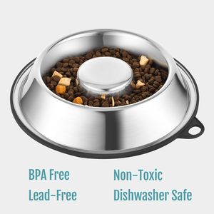 Produit le plus vendu : Gamelle pour chien à alimentation lente, avec fond en silicone antidérapant, en acier inoxydable, logo personnalisé - Product Image 2