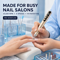 Vantrend Beauty Anfängerfreundlicher Nagelbohrer 25000RPM Kabellos Wiederaufladbar 5 Geschwindigkeiten E-File-Set Maniküre Pediküre Heimgebrauch