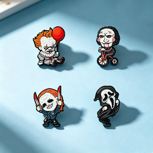 4 Nouveaux Designs de Haute Qualité, Badges Métalliques pour Sac à Dos, Motif Visage de Fantôme Sombre, Drôle et Effrayant, Thème Halloween - Product Image 1