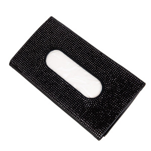 Car Tissue Box Sun Visor Rhinestone Studded Leather Hanging 23x13cm For Car <b>Interior</b> <b>Accessories</b> - Product Image 3
