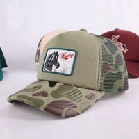 Casquette de baseball en mousse à 5 panneaux de haute qualité avec logo personnalisé, étiquette tissée, casquette de sport en mousse style camionneur