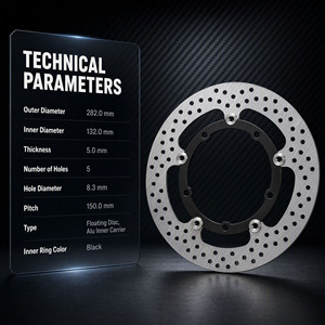 Disque de frein flottant sur mesure 282 mm pour moto Yamaha MT07 Tracer700 XSR700 XTZ700, perforé, vente en gros - Product Image 2