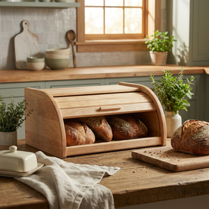 Boîte à pain en bois de manguier écologique personnalisée avec couvercle en bois, design moderne, grand organisateur de comptoir de cuisine, préservation de la fraîcheur, OEM - Product Image 5
