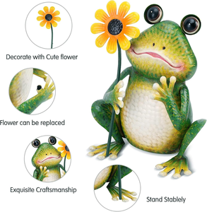 Rana de Metal con <span class=keywords><strong>Girasol</strong></span> para Jardín, Estatua Decorativa para Exteriores, Escultura Artística de Rana de Metal para Patio, Adorno de Jardín - Product Image 5