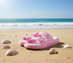 Sandali Eva a Doppia Cinghia Taglia 26 Comodi Unisex Estivi Punta Aperta Rosa con Fibbia - Product Image 2