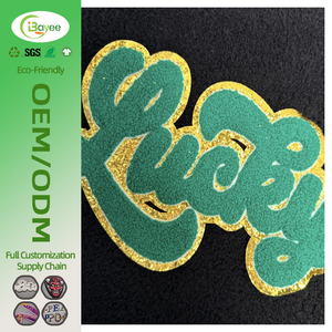 GRS Certified Recycled Thread Embroidery Patches Iron on Backing Washable and durable chenille embroidery patches for coats - Product Image 1