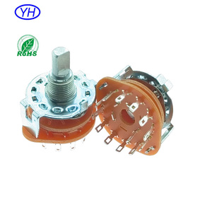 Interruptor Rotatorio de Alta Calidad de Fábrica Yuwa, Alpha SR2512 de 25 mm, 2P6T, 1P12T, 2P4T, 2P3T, Interruptor Rotatorio de 2 Polos y 3/4 Posiciones para Audio - Product Image 1