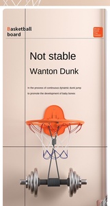 سلة كرة سلة داخلية صغيرة بقطر 32 سم مع شبكة، خفيفة الوزن ومتينة مصنوعة من البلاستيك PVC للأعمار 5 سنوات فما فوق - Product Image 2