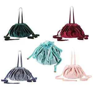 Flanela Jóias Embalagem Bolsas Chic Wedding Favor Gift Bag Velvet Drawstring Pouch para Cosméticos Maquiagem Bag