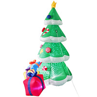Sapin de Noël gonflable de 2,1 m avec décoration lumineuse pour l'ambiance de la cour, en polyester, sur mesure