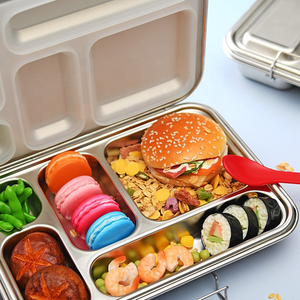 2022 Aohea Amazones Meilleur Vendeur <span class=keywords><strong>Bento</strong></span> Boîte À Lunch En Gros Portable Split 2 5 Compart En Acier Inoxydable Métal Tiffin Boîte À Lunch - Product Image 2