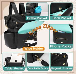Mochila Pañalera Convertible, Bolso Grande para Bebé con 14 Bolsillos, 6 Compartimentos para Biberones, Bolsa para Toallitas - Product Image 3