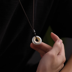 Colgante de Nudo de la Paz de Cobre de Moda, Collar Unisex de Cadena Electrochapada de Estilo Chino Nuevo, Amuleto de Cien Bendiciones B411-B4 - Product Image 1