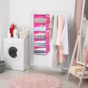 5-<b>Shelf</b> Hanging Closet Organizer 33x15x85cm Foldable Storage <b>Shelves</b> With Side Pockets For Bedroom Clothing - Product Image 5
