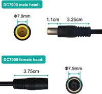 DC7909 Connecteur DC 8mm 16AWG 30cm 12V 24V DC 7.9mm X 5.5mm Barrel Connecteur Câble