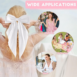 Pince à <span class=keywords><strong>cheveux</strong></span> <span class=keywords><strong>princesse</strong></span> pour femme mode nœud en satin avec ruban de couleur unie longue queue en tissu - Product Image 3