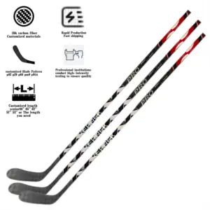 Mini bâton de hockey sur glace vierge d'entraînement de logo de marque personnalisé bâton de hockey sur glace antidérapant en fibre de carbone professionnel droit