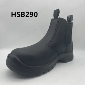 ZH，钻井行业耐穿防酸黑色安全皮靴坚固的PU/PU外底S3标准男士工作安全鞋HSB290