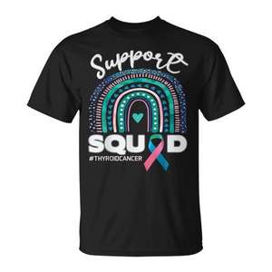 T-shirt de soutien pour le cancer de la thyroïde, avec ruban bleu, rose et turquoise, pour la sensibilisation - Product Image 1