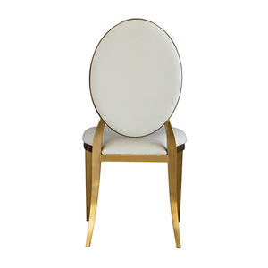 Luxury Design Wedding Used Aluminum Banquet <b>Chairs</b> Restaurant <b>White</b> Round Back Gold <b>Dining</b> <b>Chair</b> - Product Image 3