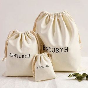 Factory Direct Sales Organic Cotton Biodegradable Durable <b>Drawstring</b> Bag Custom Logo Cosmetics Dust Sack Jewelry Packaging <b>Pouch</b> - Product Image 1