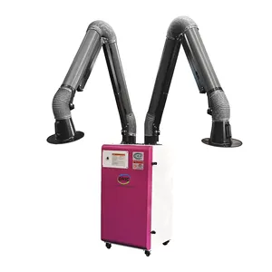 Automatic cleaning industrial welding fume aspirator mobile welding smoke cleaner with two arms