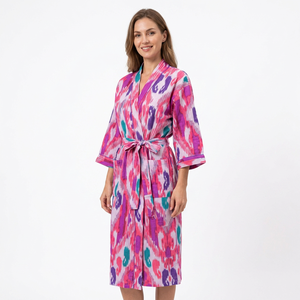 Kimono Floral de Manga Larga 100% Algodón para Mujer, Bata de Ducha Ecológica con Logotipo Frontal, el Mejor Regalo para el Día de la Madre - Product Image 1