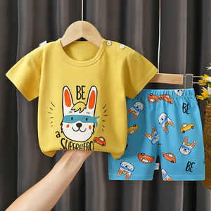 Ensemble de vêtements pour bébé garçon et fille, 2 pièces, t-shirt à manches courtes et short, ensemble pour enfants de 1 à 7 ans, pyjama d'été décontracté - Product Image 2