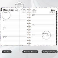 Vente en gros directe usine : Agenda spirale vintage floral 2027 avec onglets mensuels et fermeture élastique 3471