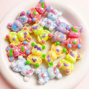 Cuentas de agujero recto tridimensional de doble cara de oso pintado a mano brillante UV de alta calidad, cadena de teléfono móvil DIY, cuentas sueltas - Product Image 2