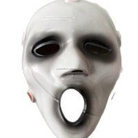 Nouveau Masque Fantôme Noir et Blanc HLC pour Halloween avec Bouche en Forme de O, Masque Facial Effrayant pour Farces, Masques de Cosplay pour Fêtes et Maisons Hantées