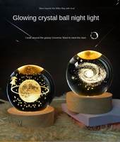 Cadeaux d'anniversaire, boule de cristal lumineuse du système solaire, lampe de bureau, lumière LED sculptée en 3D, veilleuse, alimentée par batterie, taille moyenne